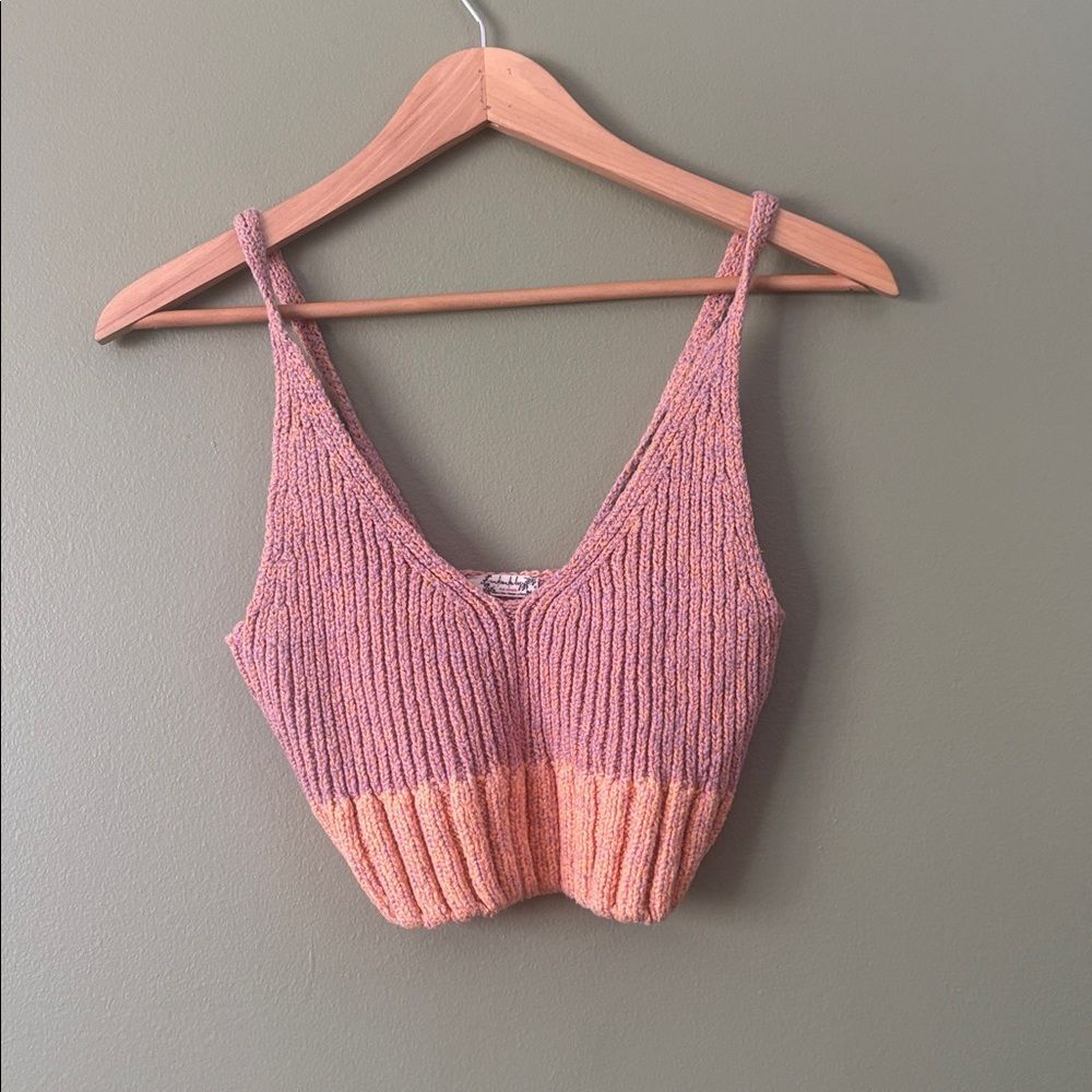 Free People Intimately Here All Day Brami, Mauve Combo Pink Knit Tank Top Sz XS - Picture 2 of 5